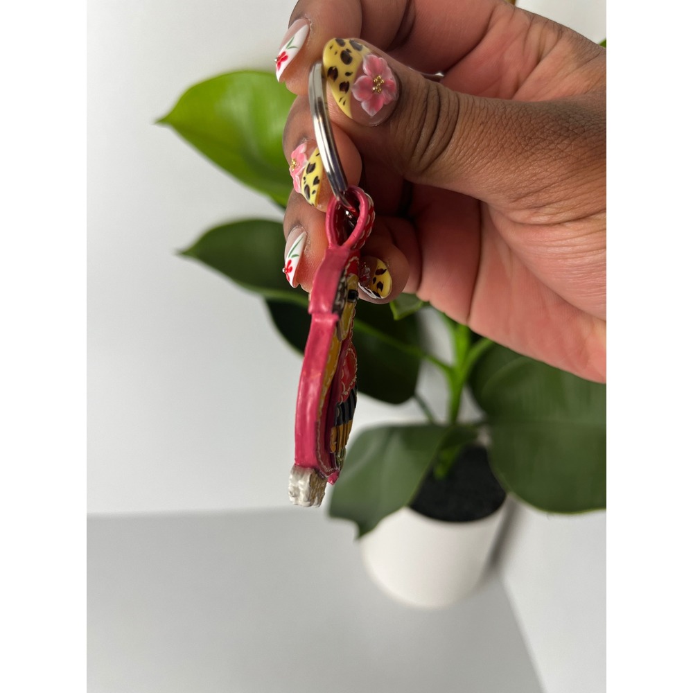♡ Coach ♡ Whimsical Leather Y2K Colorful Bird Parrot Key Chain Bag Charm - Picture 4 of 7